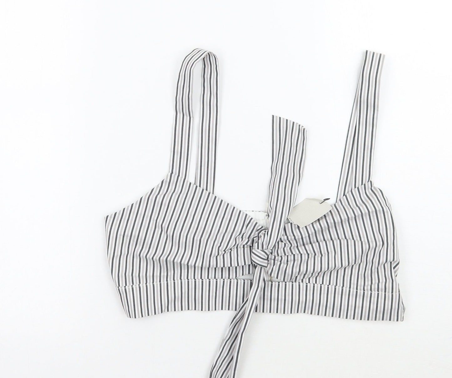 River Island Womens Grey Striped  Cropped Tank Size 12