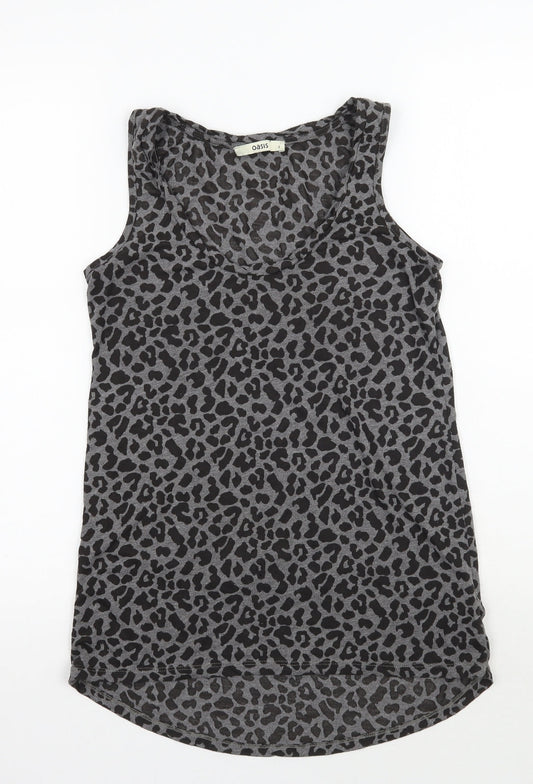Oasis Womens Grey Animal Print  Basic Tank Size 8