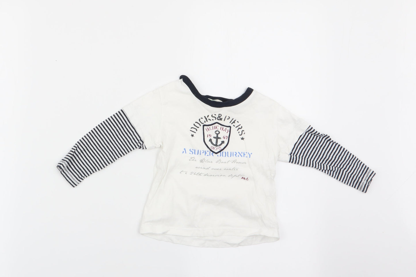Beneton Boys Ivory Striped  Basic Casual Size 9-12 Months  - Docks & Piers