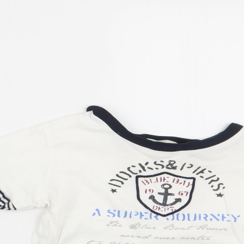 Beneton Boys Ivory Striped  Basic Casual Size 9-12 Months  - Docks & Piers