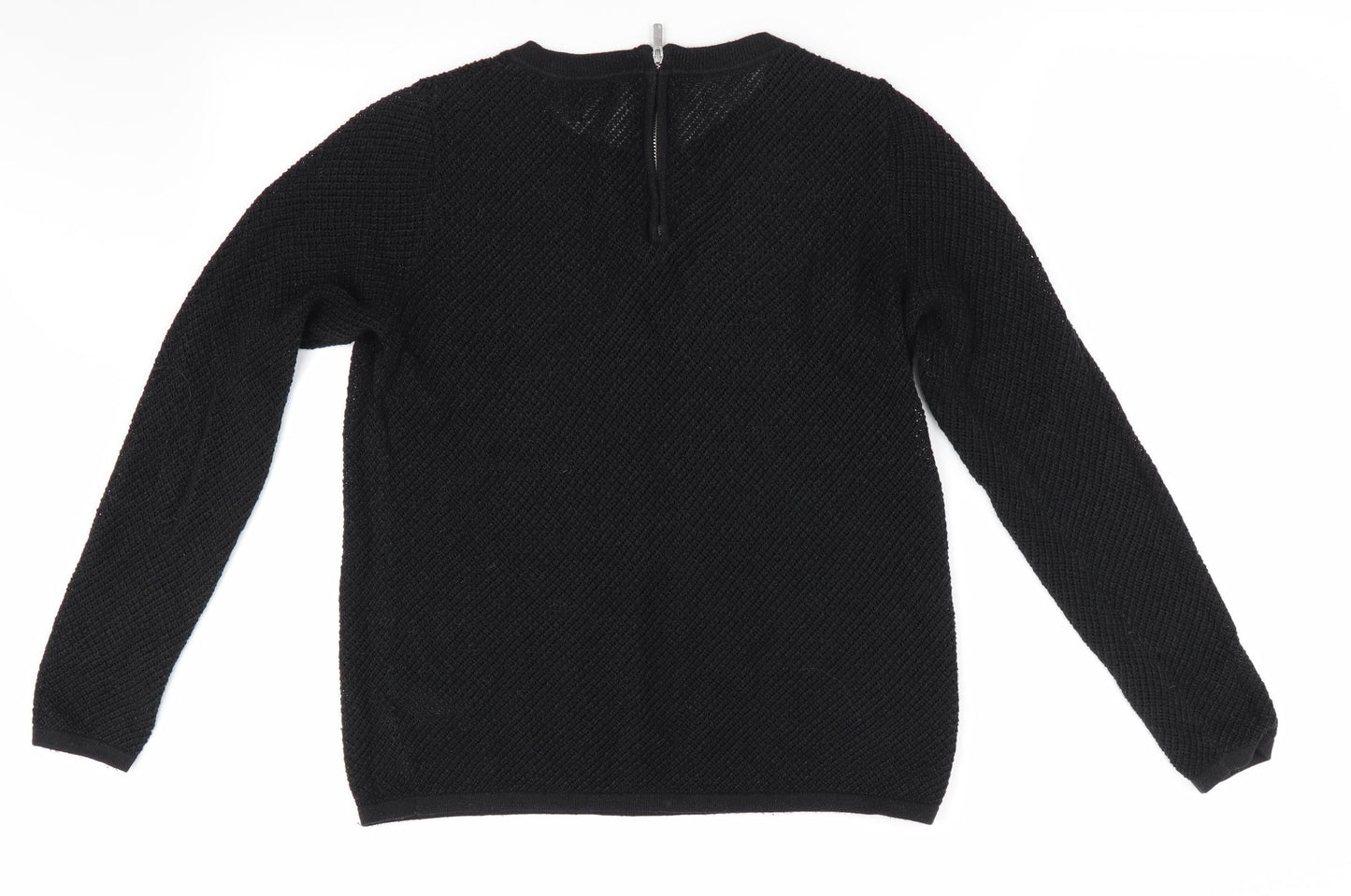 NEXT Womens Black   Pullover Jumper Size 8  - Open knit back zip subtle shimmer