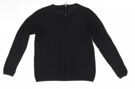 NEXT Womens Black   Pullover Jumper Size 8  - Open knit back zip subtle shimmer
