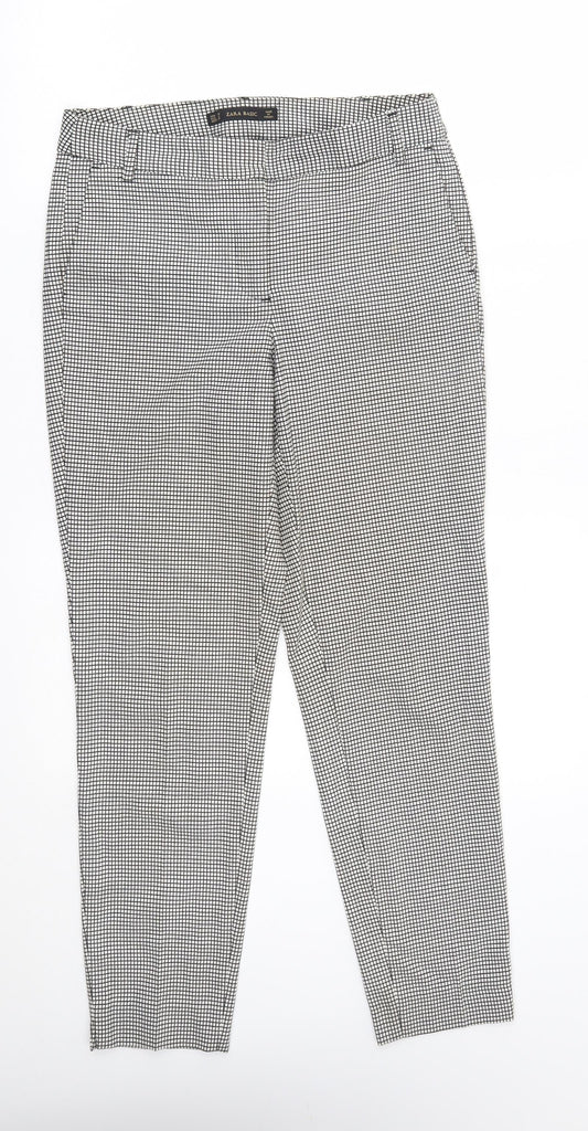 Zara Womens White Check  Trousers  Size 8 L27 in