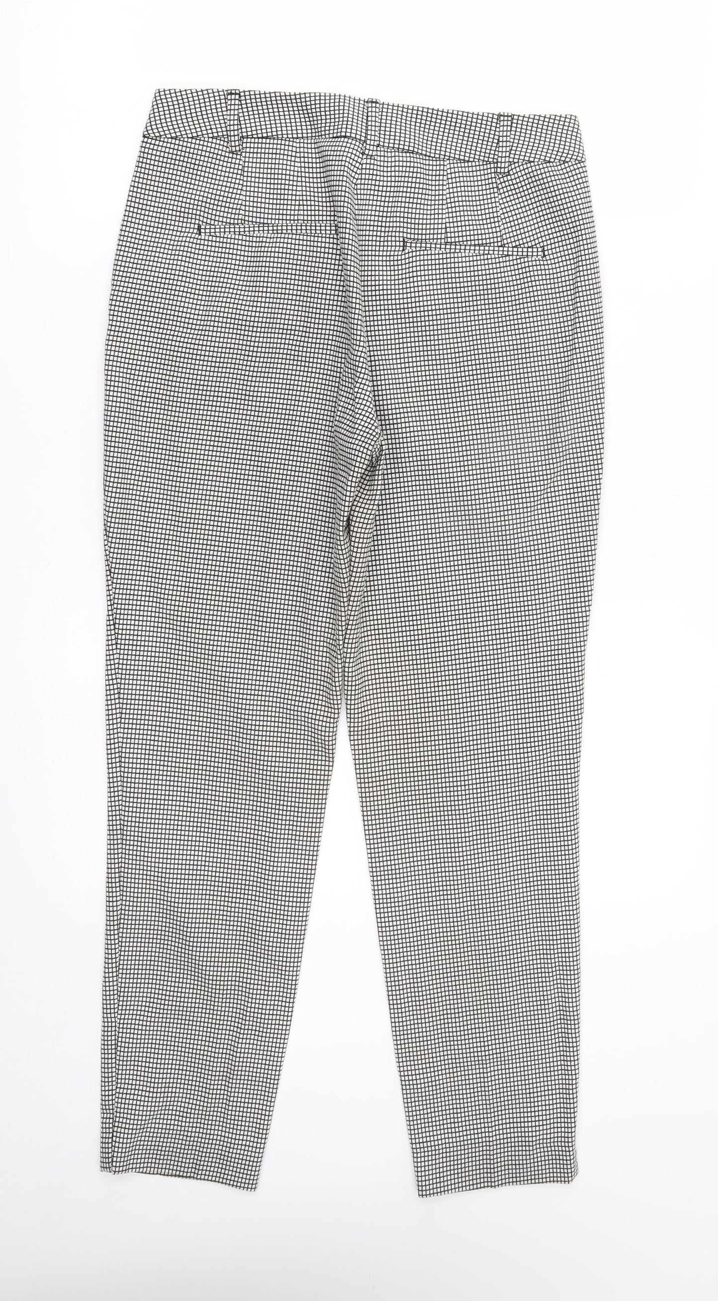 Zara Womens White Check  Trousers  Size 8 L27 in