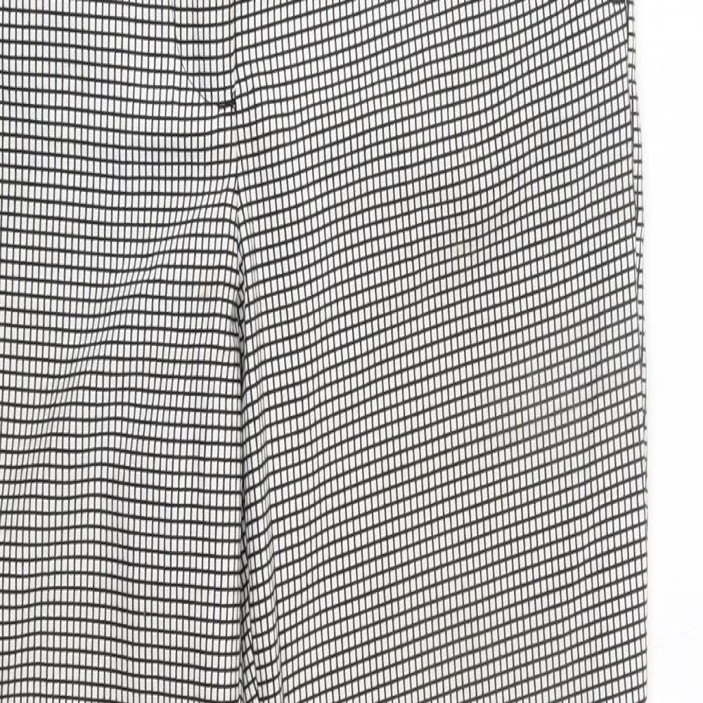 Zara Womens White Check  Trousers  Size 8 L27 in