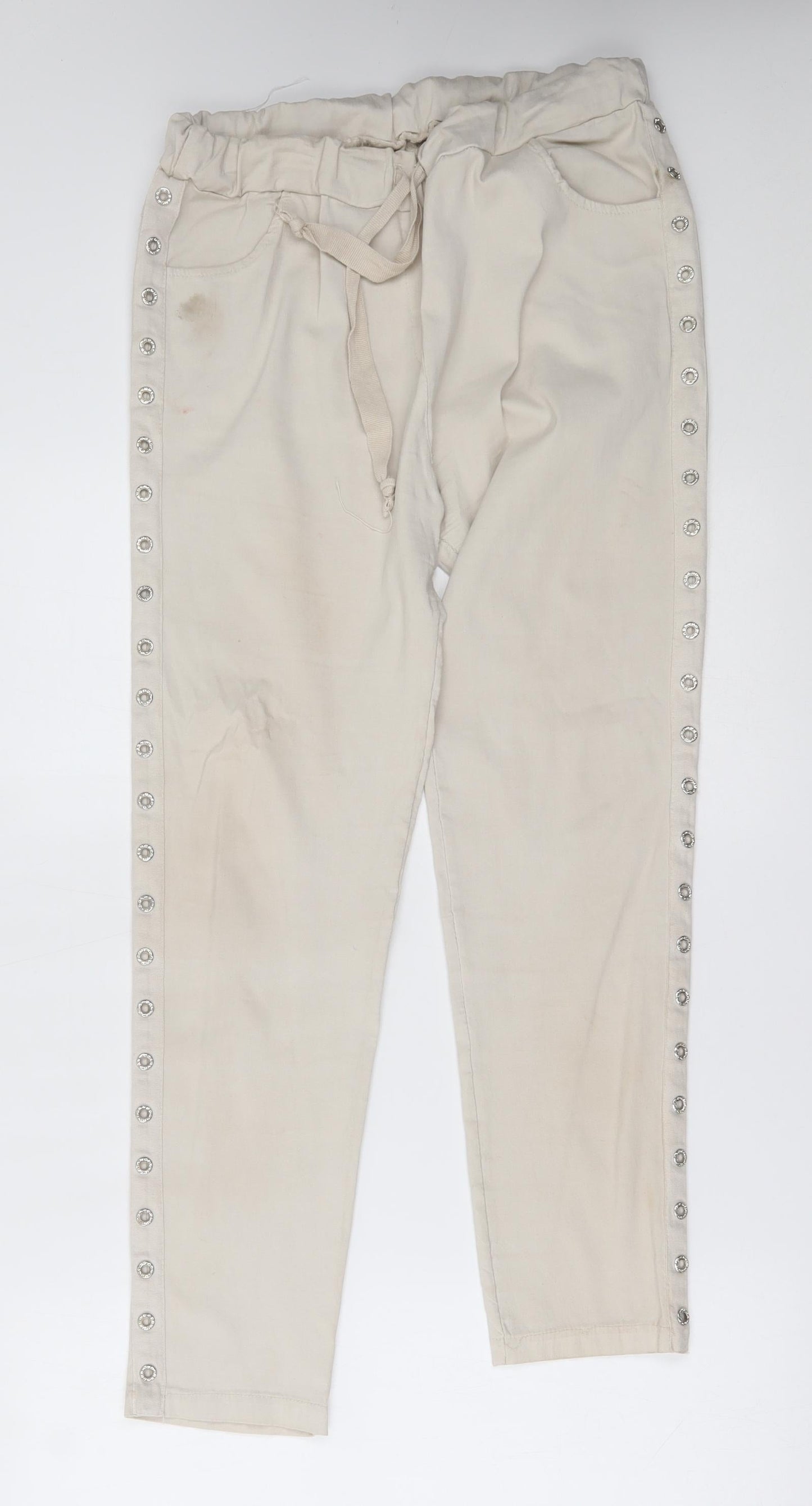 Preworn Womens Beige   Skinny Jeans Size 30 in L26 in - ring details