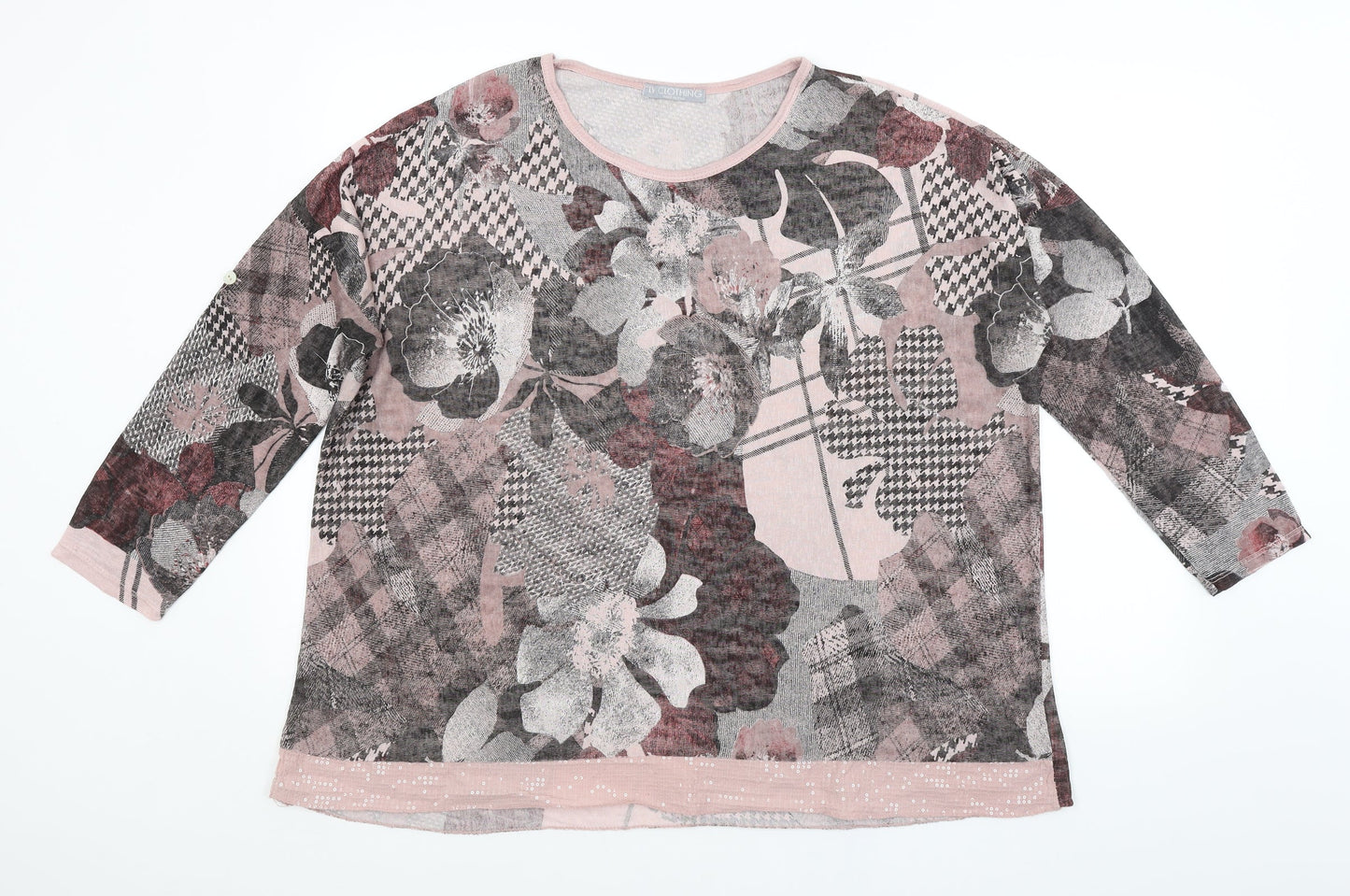 LV CLOTHING Womens Pink Floral  Basic Blouse