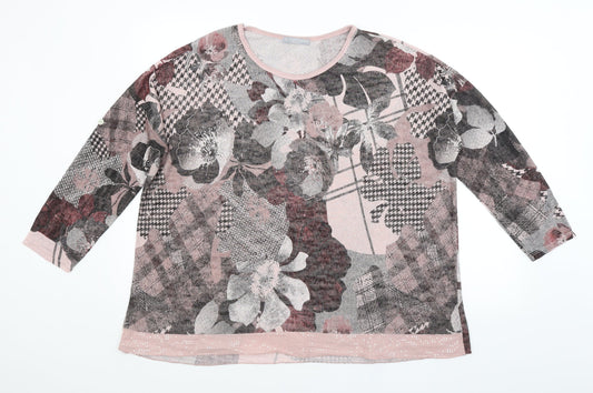 LV CLOTHING Womens Pink Floral  Basic Blouse