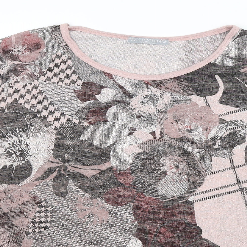 LV CLOTHING Womens Pink Floral  Basic Blouse