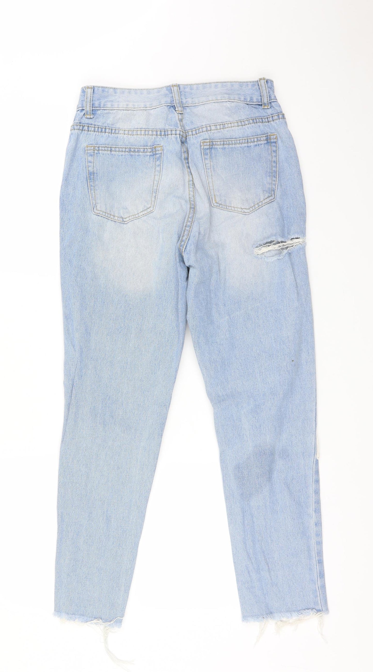 PRETTYLITTLETHING Womens Blue   Straight Jeans Size 8 L25 in