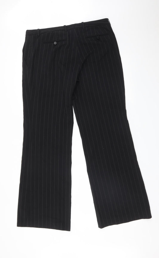 H&M Womens Black Striped  Dress Pants Trousers Size 16 L32 in