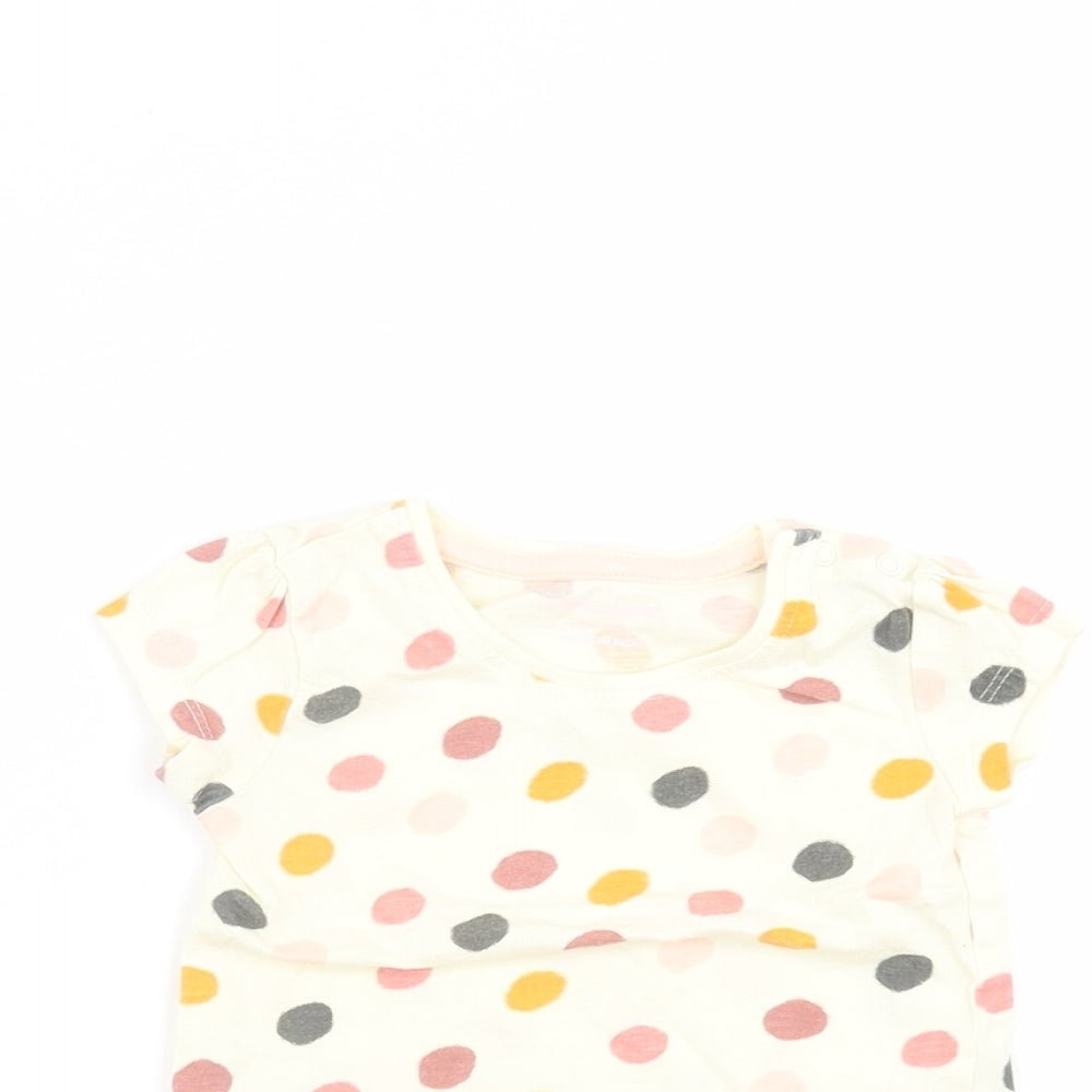 Primark Baby Beige Polka Dot  Basic T-Shirt Size 6-9 Months