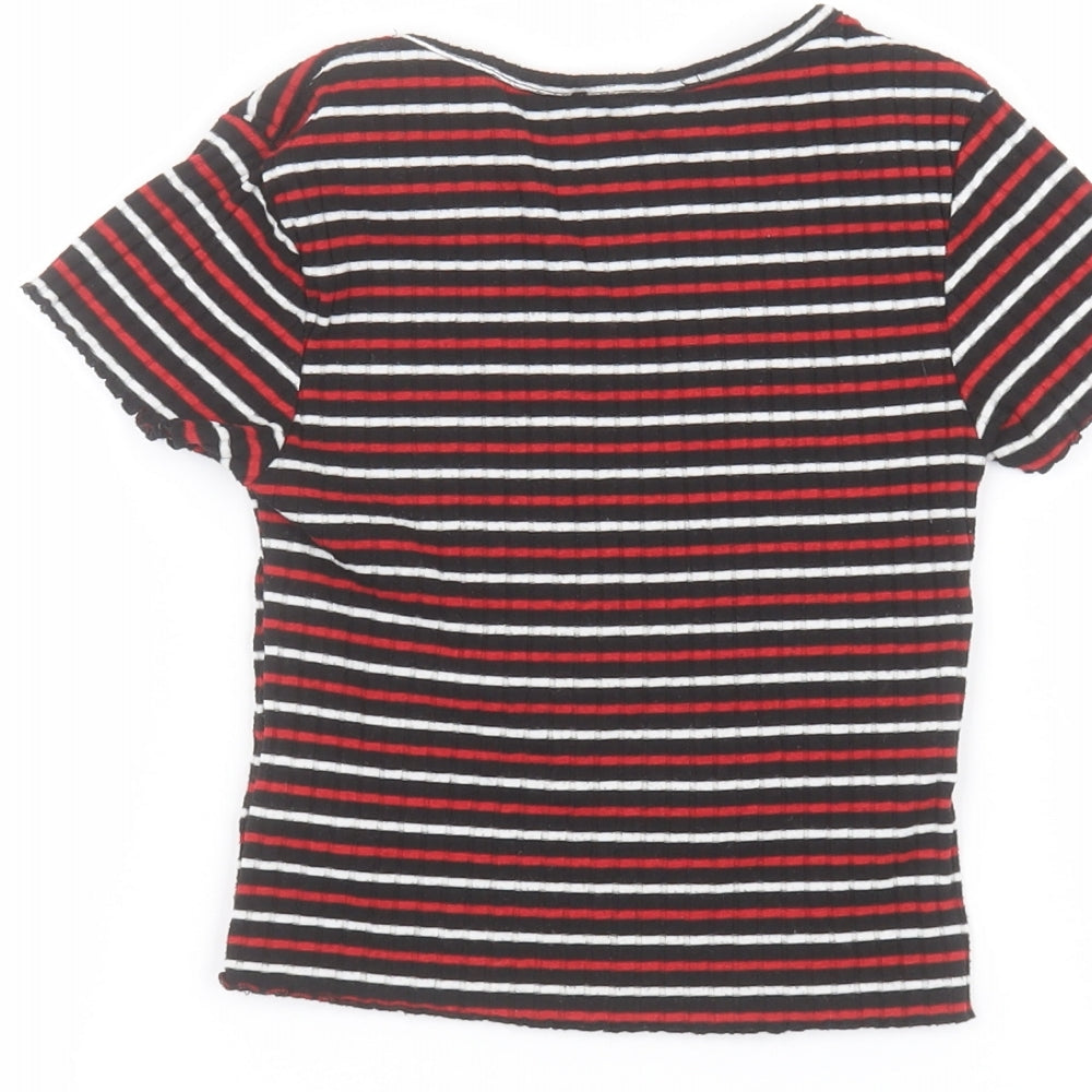 Primark Boys Black Striped  Basic T-Shirt Size 8-9 Years