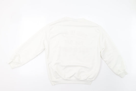 Oui Womens White   Pullover Sweatshirt Size L  - Day Off