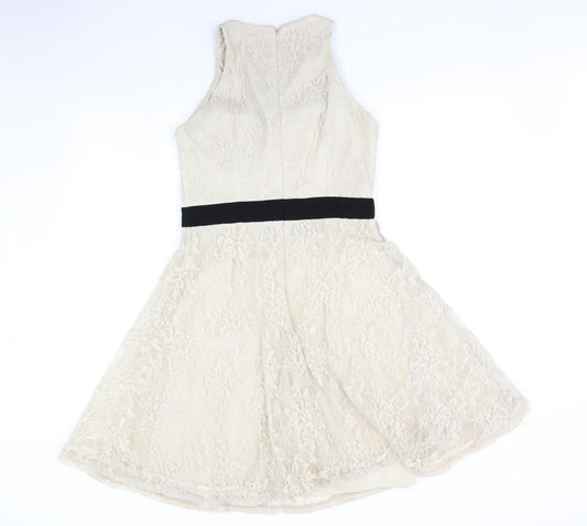 Little Mistress Womens Beige   Fit & Flare  Size 10