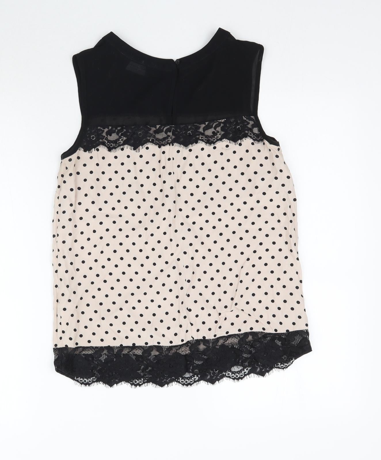 Dorothy Perkins Womens Beige Polka Dot  Basic Blouse Size 8