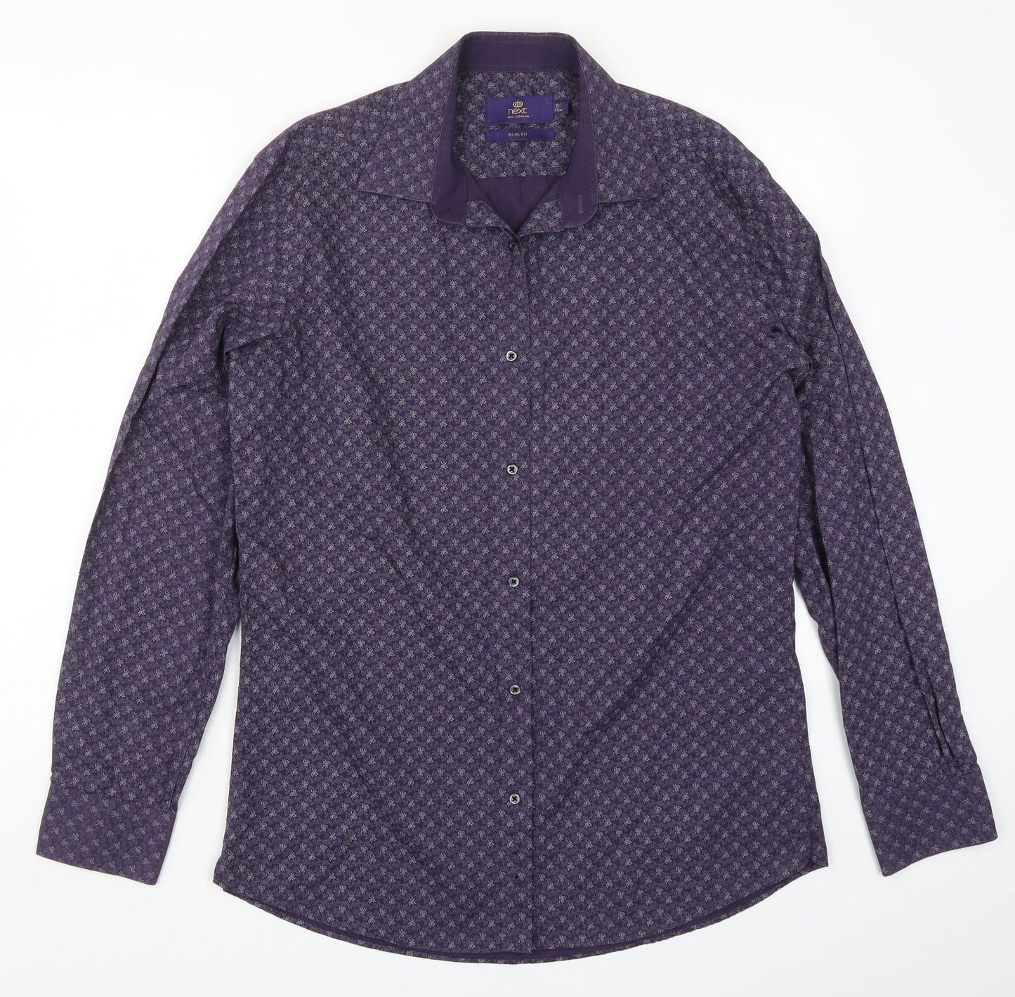 NEXT Mens Purple Floral   Button-Up Size 16