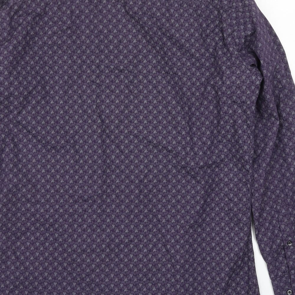 NEXT Mens Purple Floral   Button-Up Size 16