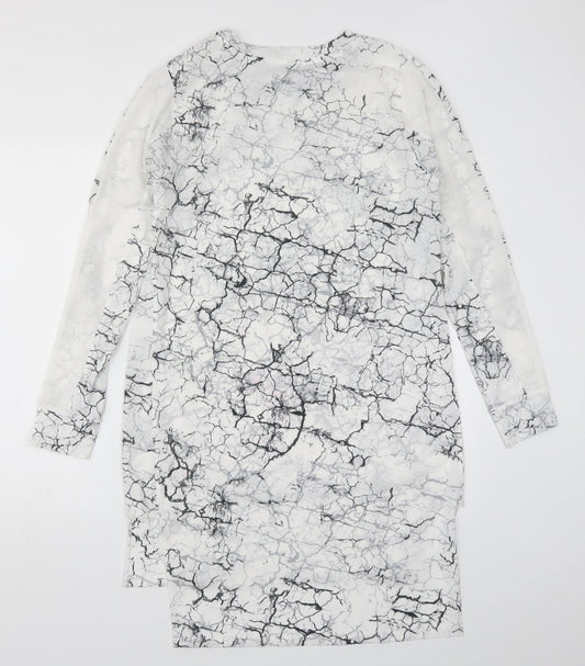 NEXT Womens White   T-Shirt Dress  Size 12  - Black and White Marble Effect