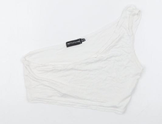 PRETTYLITTLETHING Womens White   Cropped T-Shirt Size 10