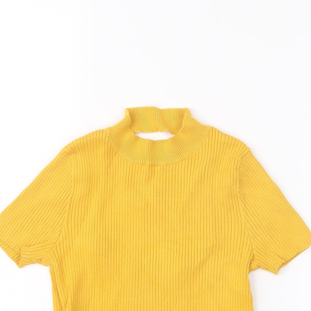 Bershka Womens Yellow   Basic T-Shirt Size S