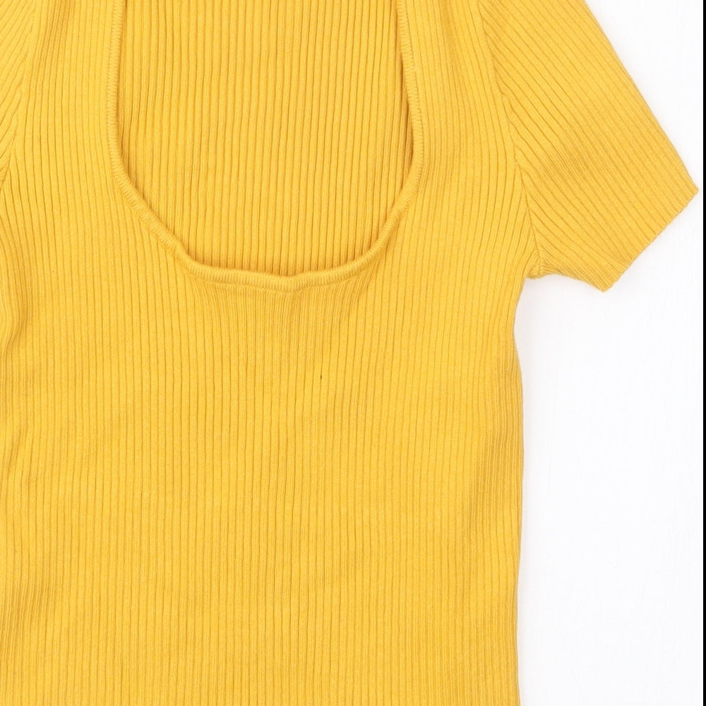 Bershka Womens Yellow   Basic T-Shirt Size S
