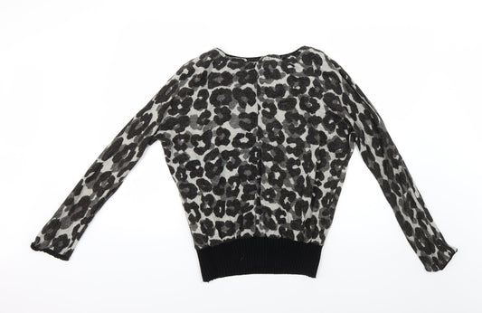 vegas Womens Brown Animal Print  Pullover Jumper Size M