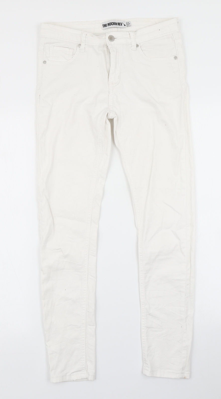 The Rockn Rev Womens White  Denim Skinny Jeans Size 10 L28 in
