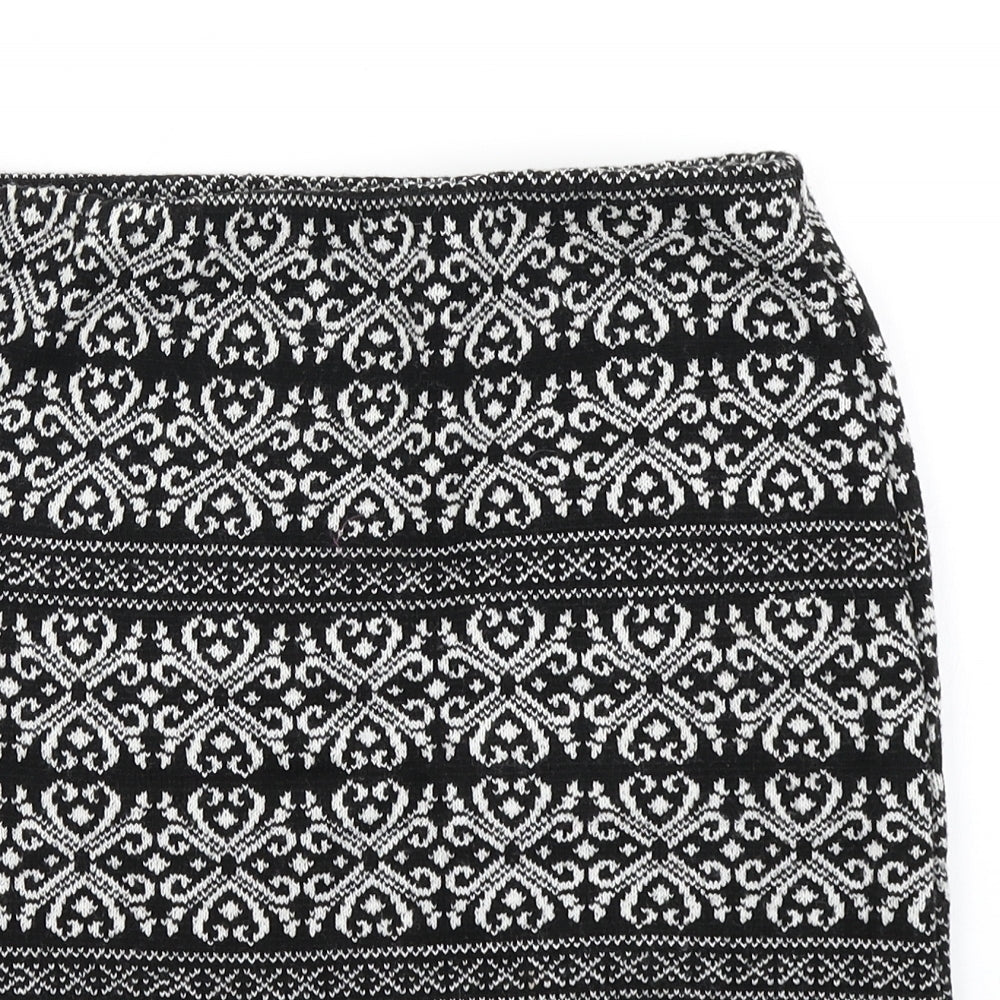 Boohoo Womens Black Paisley Knit A-Line Skirt Size S