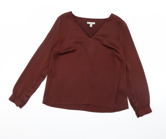 H&M Womens Brown   Basic Blouse Size 10