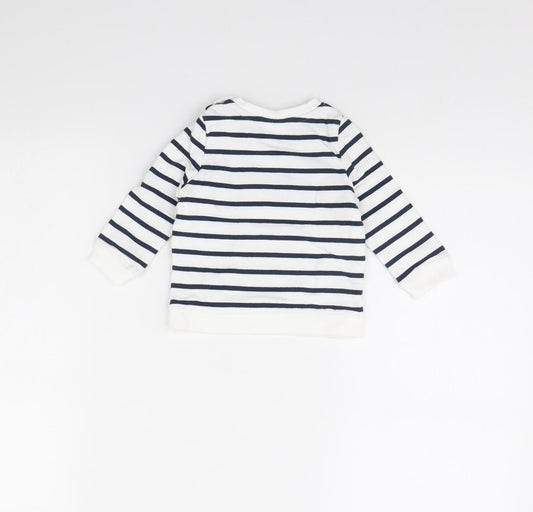 So cute Baby White Striped  Pullover Jumper Size 6-9 Months