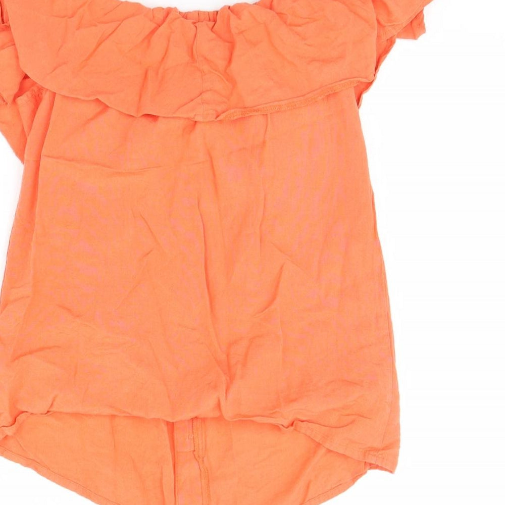 Papaya Womens Orange   Basic Blouse Size 10
