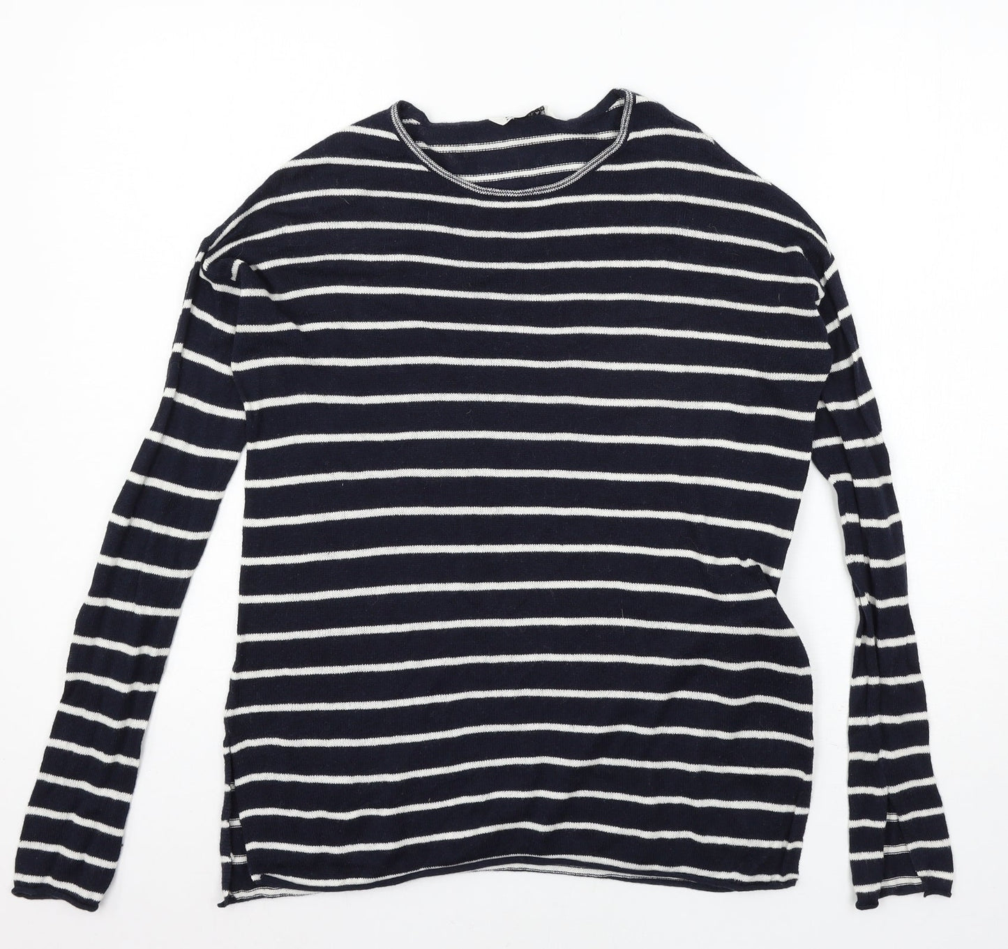 Pull&Bear Womens Blue Striped Knit Pullover Jumper Size S