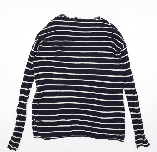Pull&Bear Womens Blue Striped Knit Pullover Jumper Size S