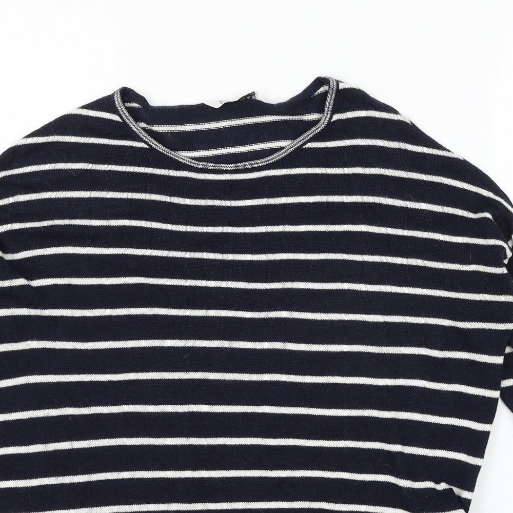 Pull&Bear Womens Blue Striped Knit Pullover Jumper Size S
