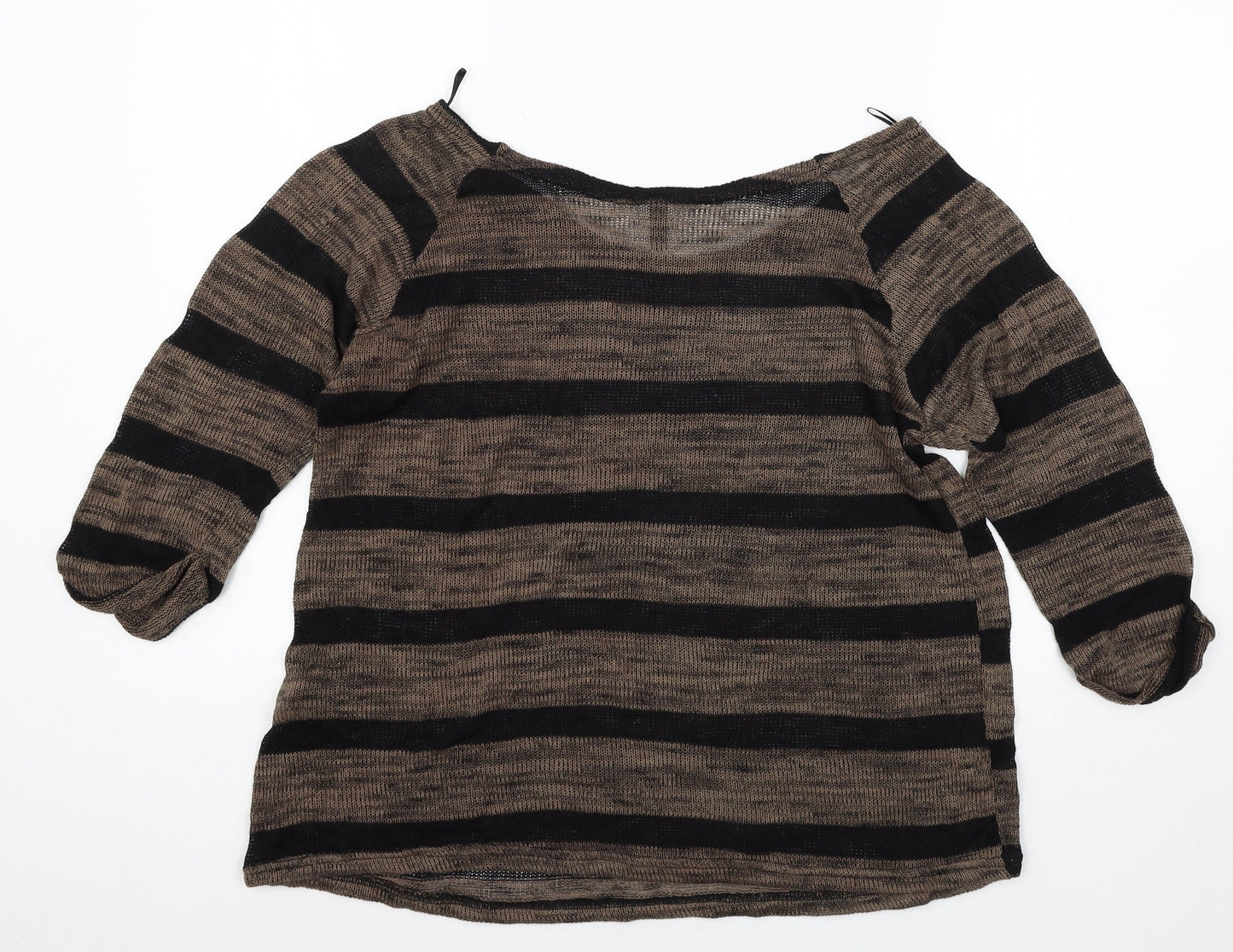 NEXT Womens Black Striped Knit Pullover Jumper Size 12