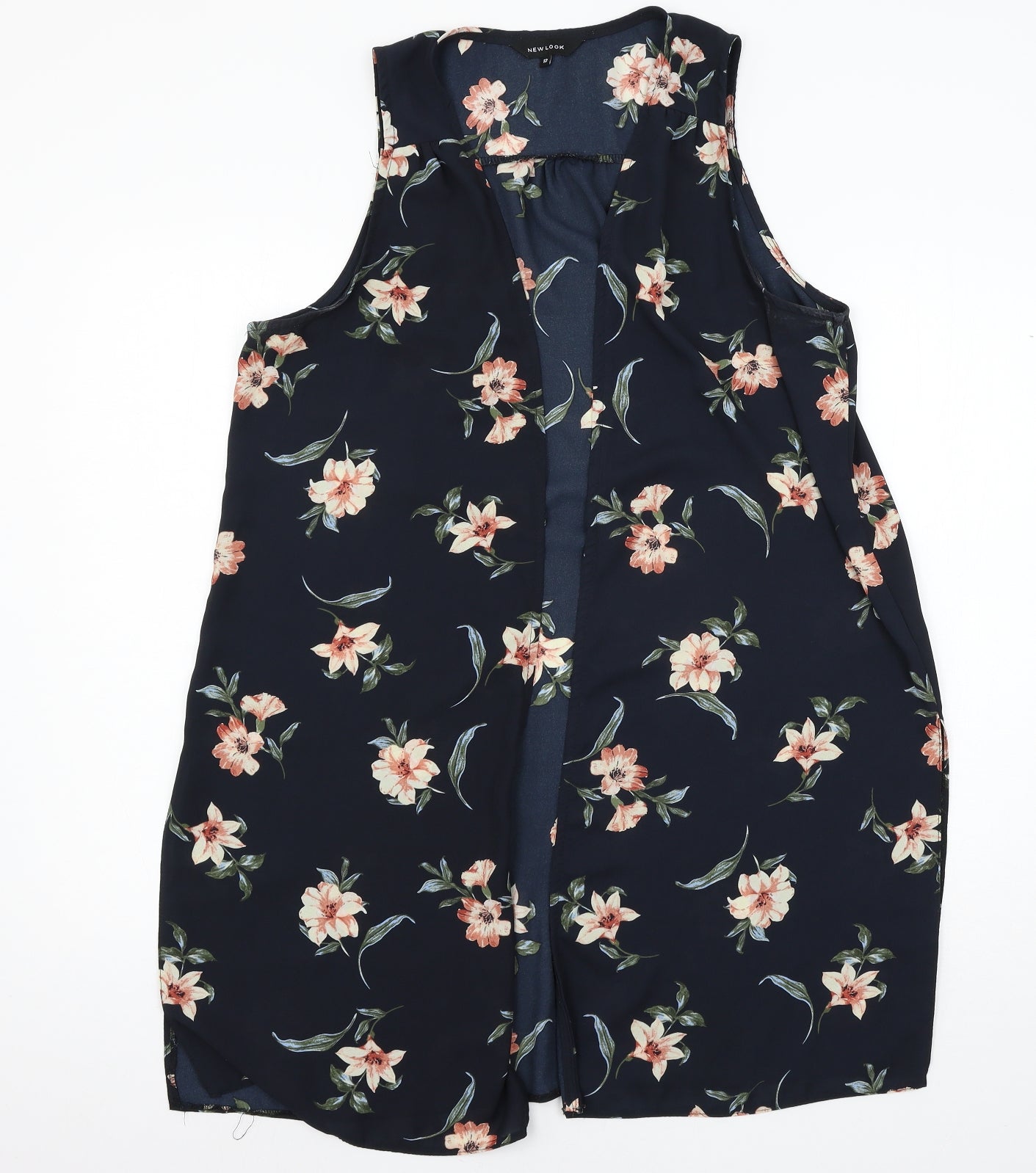 New Look Womens Blue Floral  Jacket Waistcoat Size 12