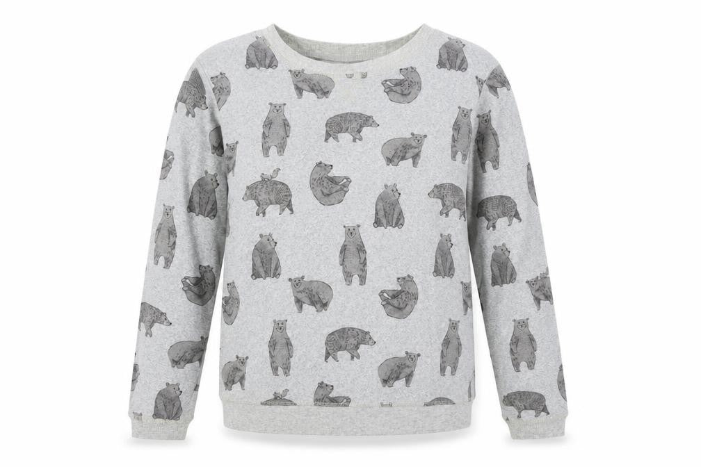 NEXT Womens Green Geometric Jersey Top Pyjama Top Size XS  - Bear