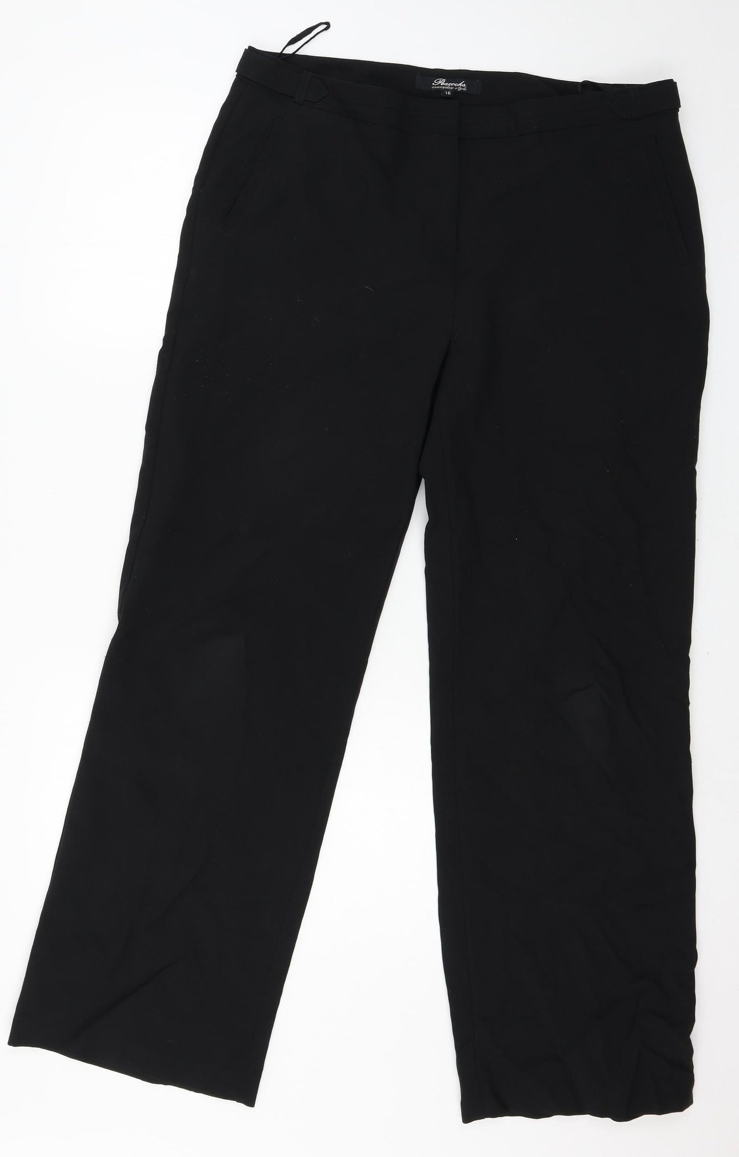 Peacocks Womens Black   Trousers  Size 16 L30 in