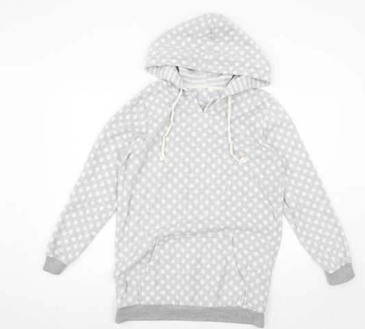 George Womens Grey Polka Dot Fleece Pullover Hoodie Size 8