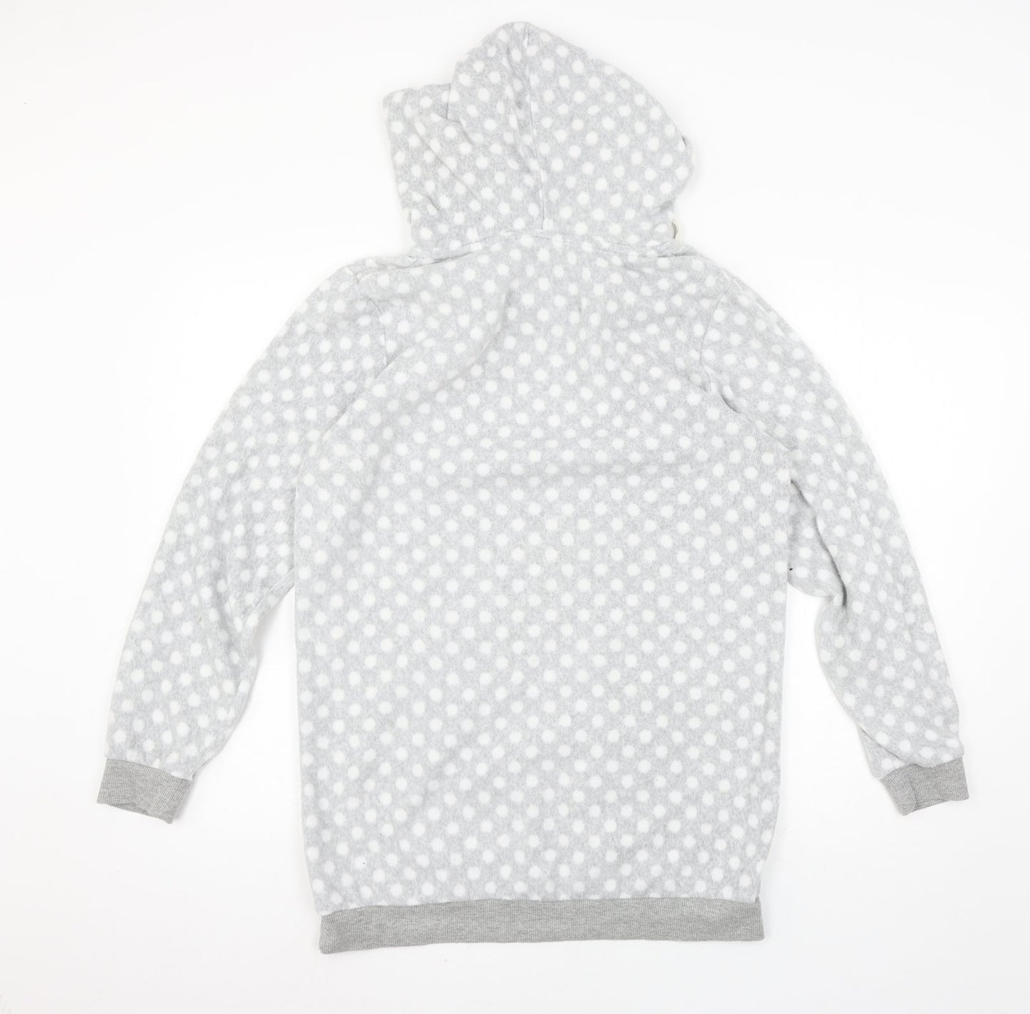 George Womens Grey Polka Dot Fleece Pullover Hoodie Size 8