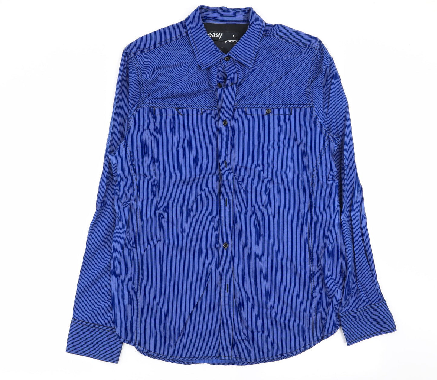 Easy Mens Multicoloured Striped   Button-Up Size L