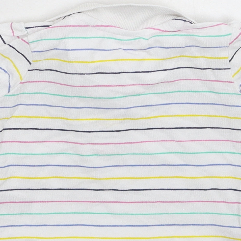 Merc Girls White Striped  Basic Polo Size 9-12 Months