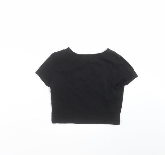 SheIn Girls Black   Cropped T-Shirt Size 8 Years  - rose
