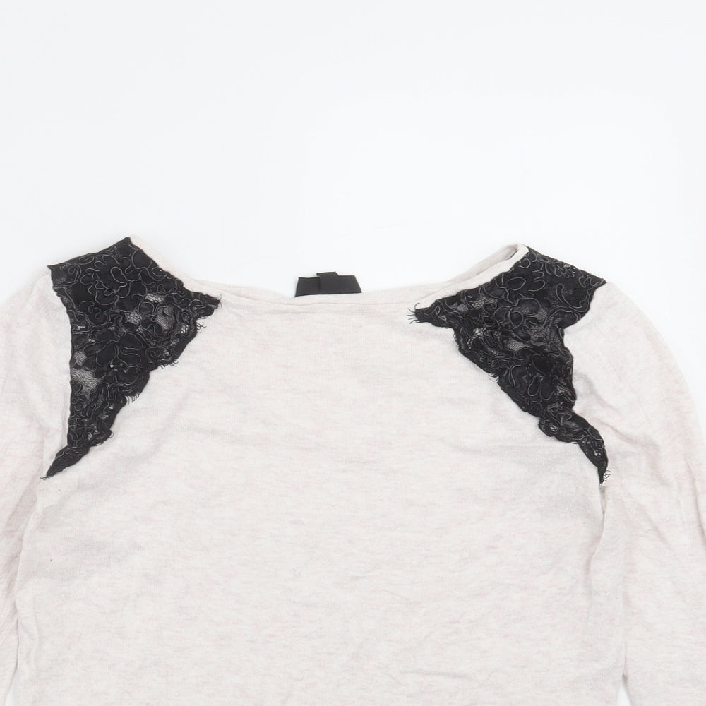 Topshop Womens Beige   Pullover Jumper Size 10  - lace detail