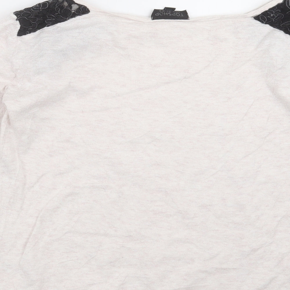 Topshop Womens Beige   Pullover Jumper Size 10  - lace detail