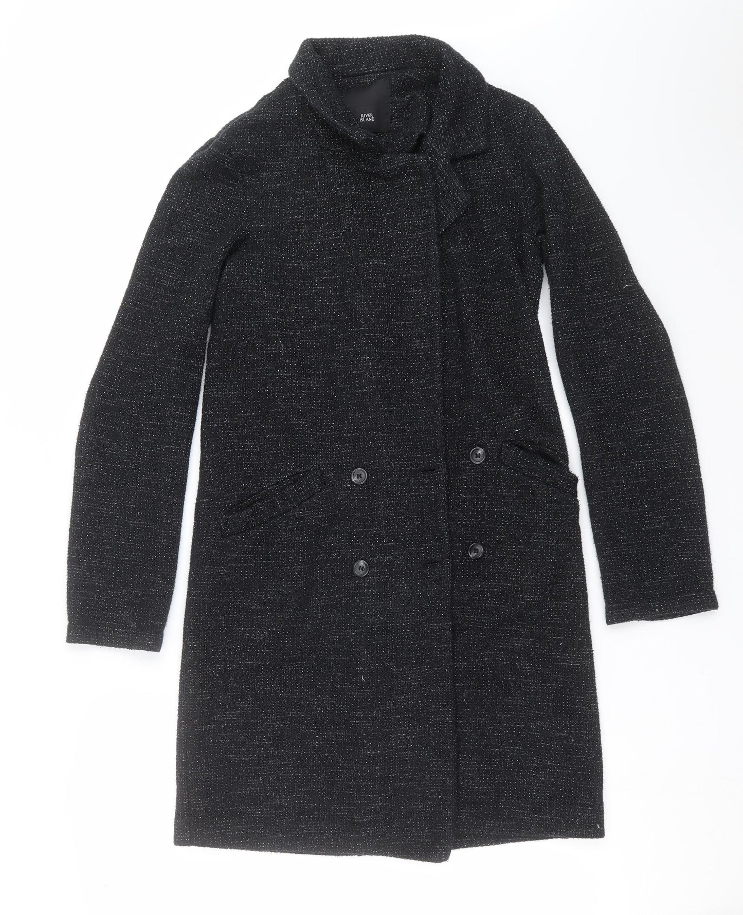 River Island Womens Black   Overcoat Coat Size 8