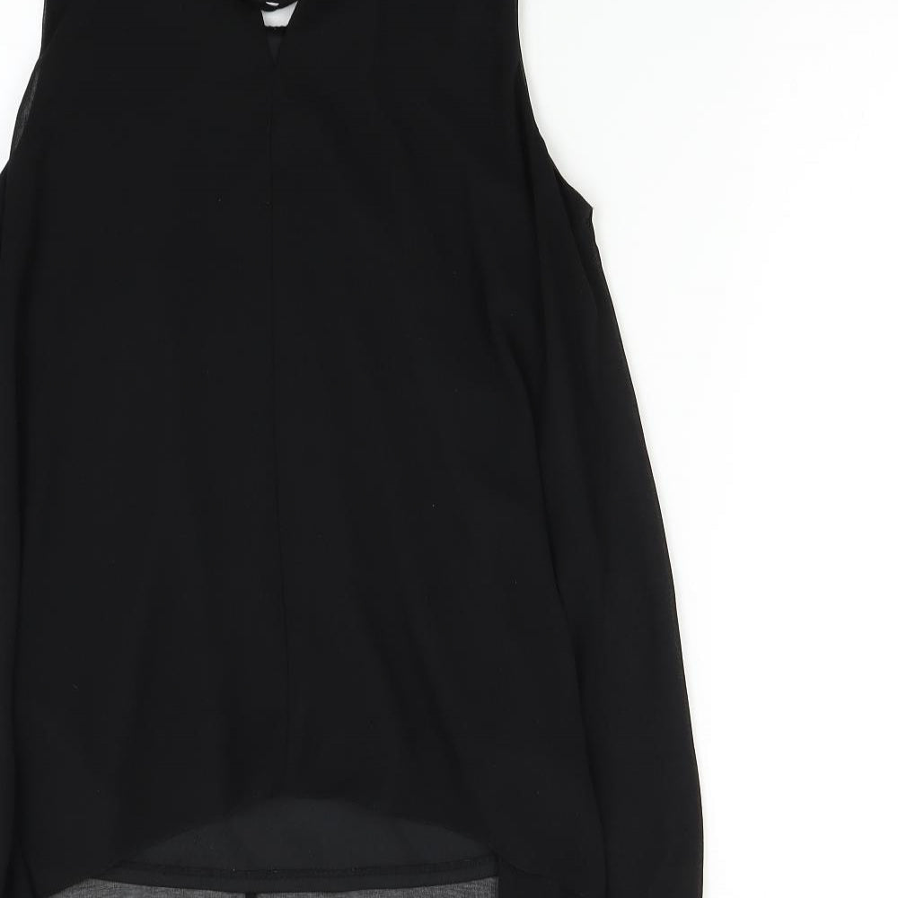 BHS Womens Black   Tunic Blouse Size 12  - Beaded Collar