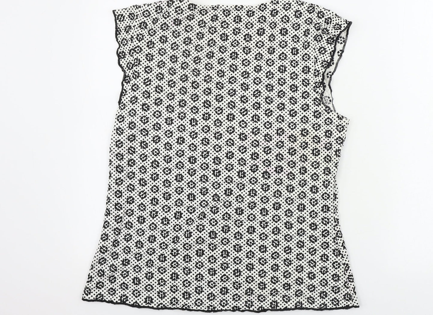 Marks and Spencer  Womens White Geometric  Basic T-Shirt Size 16