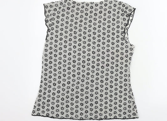 Marks and Spencer  Womens White Geometric  Basic T-Shirt Size 16